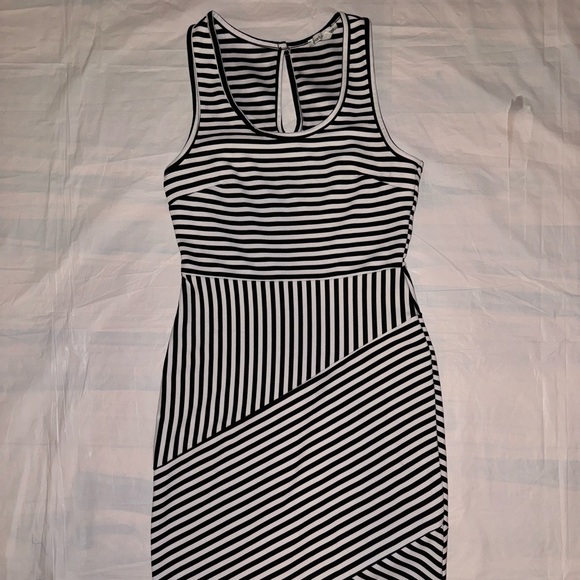 Charlotte Russe | Y2K Striped Black and White Mini Dress - Picture 1 of 4
